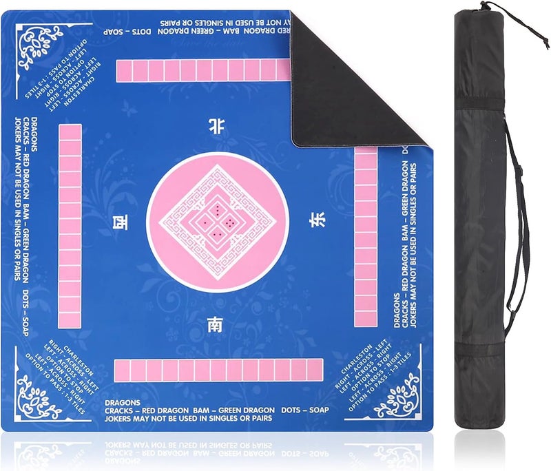 Linoows Mahjong Mat | Non-Slip Gaming Mat with Noise Reduction 31.5x31.5 Inch Large for Mahjong, Poker, Board & Card Games, Dominoes | Eastern Elegance Design - Image 1